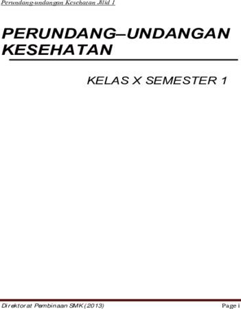 Perundang undangan Kesehatan 1 Kelas 10 SMK