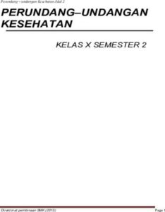 Perundang undangan Kesehatan 2 Kelas 10 SMK